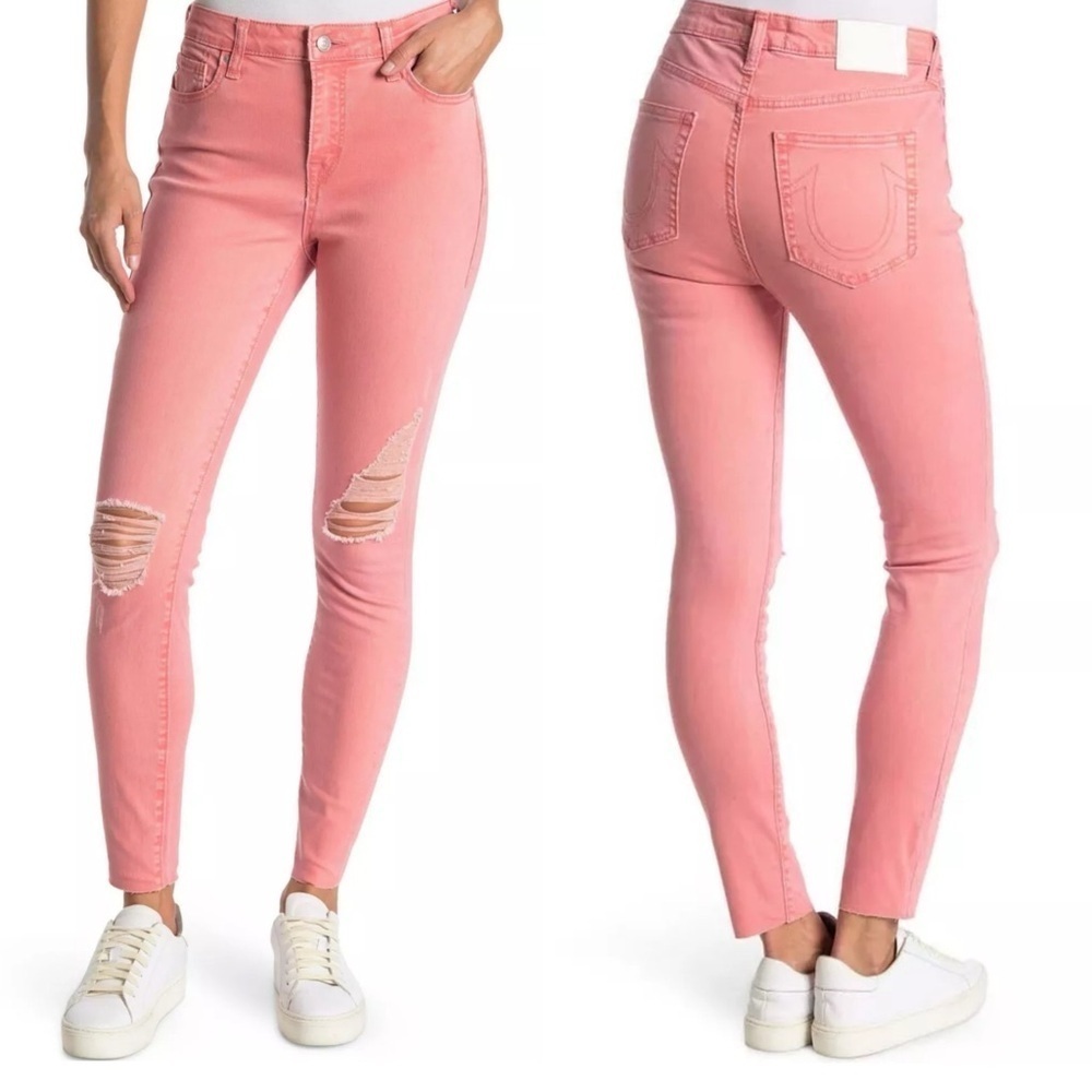 🆕 TRUE RELIGION Halle Midrise Super Skinny Paloma with Destroy Jeans